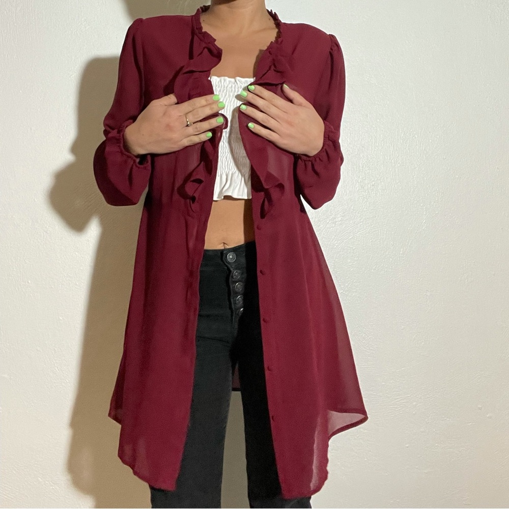 Cute flowy red cardigan
